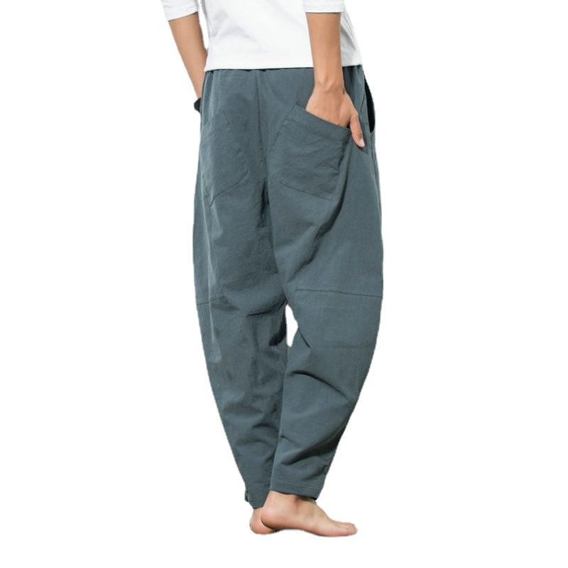 2025 Men's Chinese Style Casual Harem Pants: Loose, Plus Size, Wide Leg, Beach & Year-Round Wear