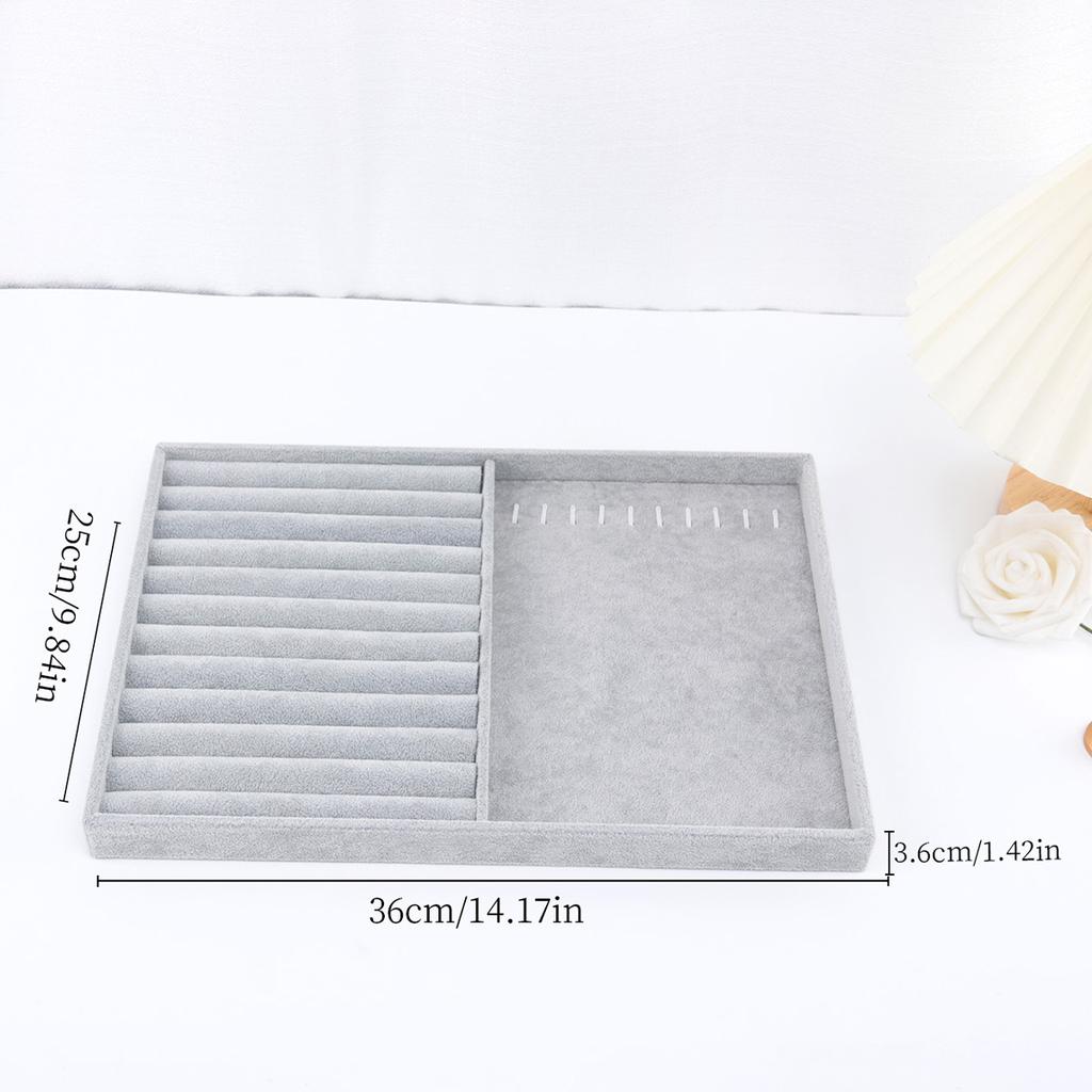 Sametový podnos na šperky Vynikající držák na šperky Přenosný organizér na prsteny, náušnice, náhrdelníky Úložný box Organizátorové podnosy