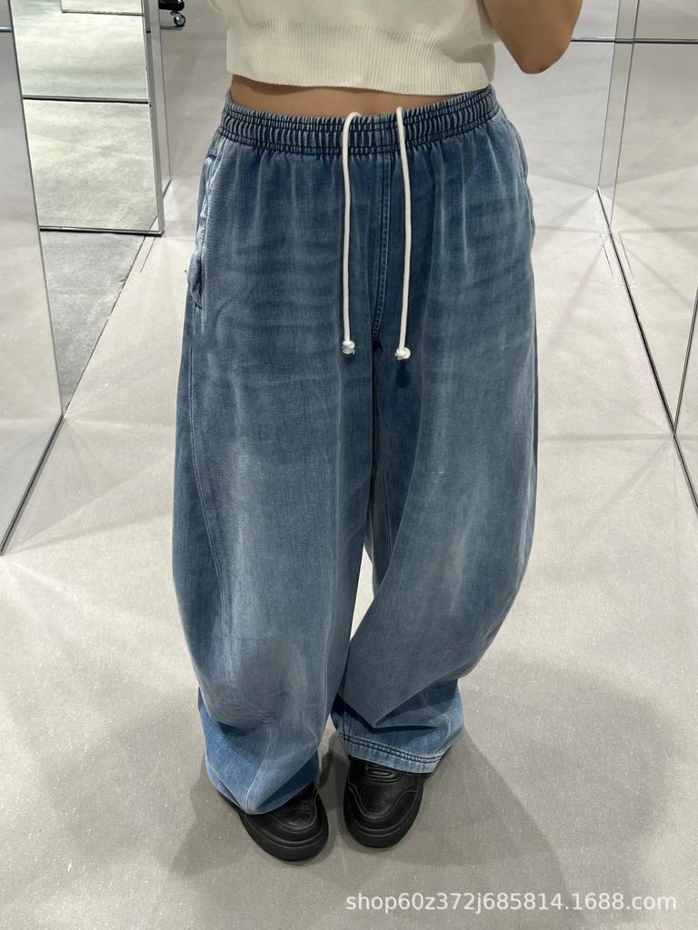 2025 Fall/Winter Brushed Fleece Elastic Waist Unisex Jeans