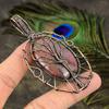 Rhodonite Gemstone Copper Wire Wrap Jewelry Pendant 3.23"