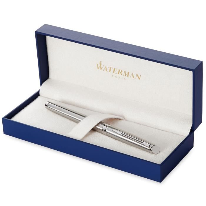 WATERMAN Hemisphere Rollerball Pen, Stainless Steel, Palladium-plated Trim, Black Fine Point Refill, Gift Box
