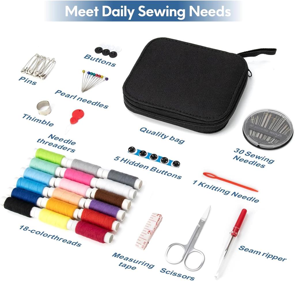 Portable 86-piece sewing kit with magnifying glass – perfect for beginners and DIY home projects