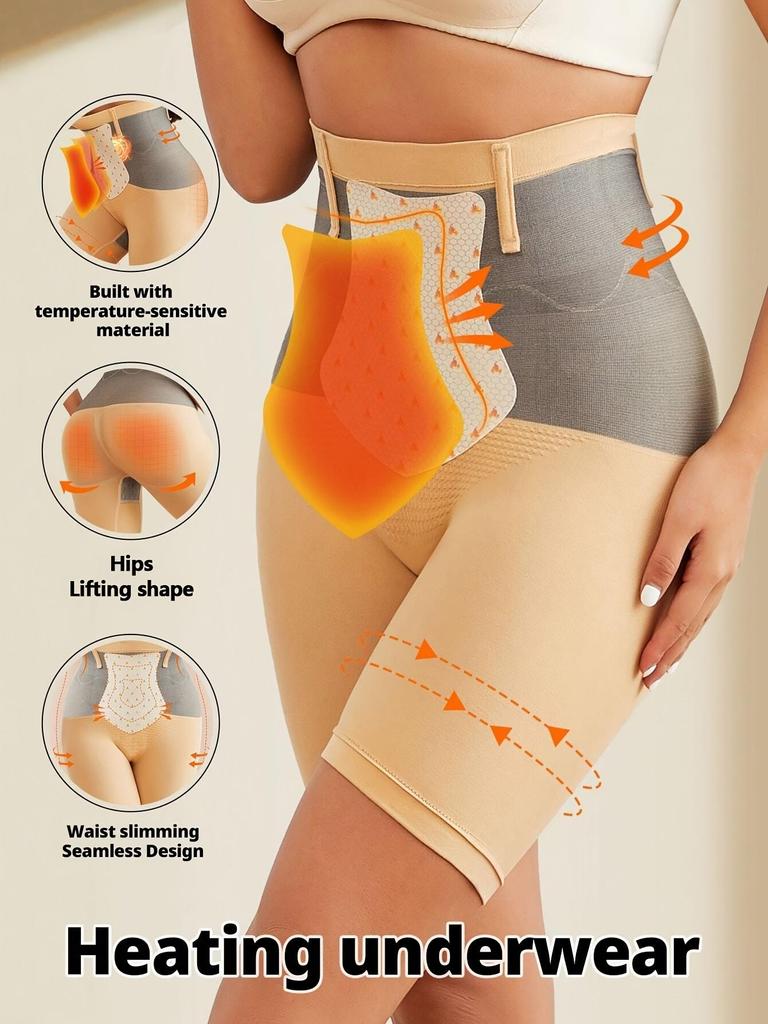 Pantalones Cortos Térmicos Cálidos sin Costuras de Cintura Alta para Control de Barriga Postparto, Pantalones de Ropa Interior Moldeadora para Mujer Boxer Levanta Glúteos