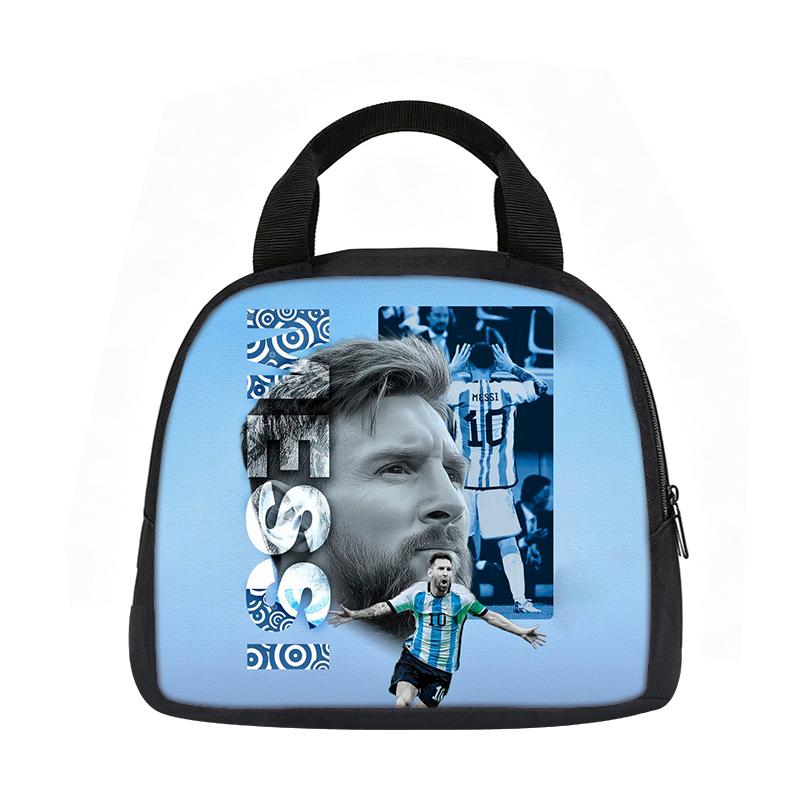 Leer, Reizen Handtas Geïsoleerde Lunchtas Herbruikbaar M-Messi Lunchbox Voetbalster Student Bento Voedselcontainer Tassen