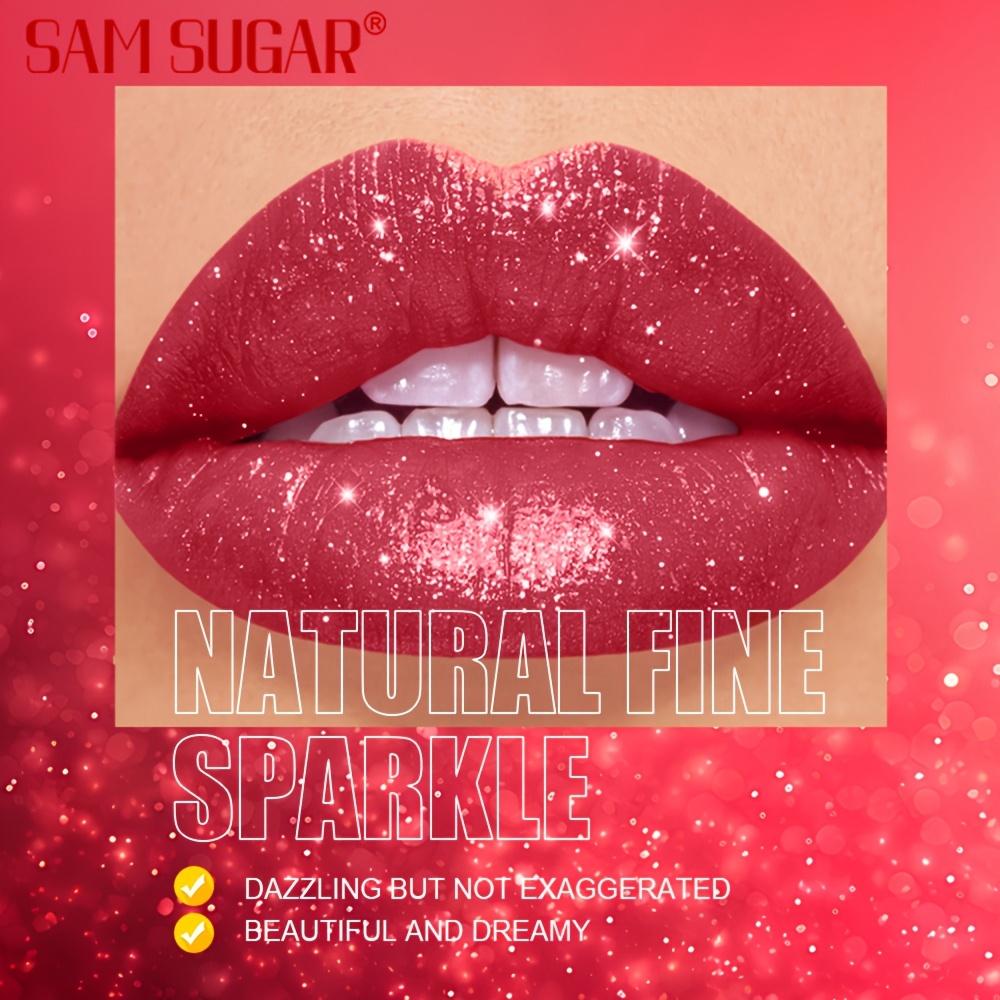 Glitter Shimmer Lipstick, Waterproof Long-Lasting Shine, Non-Stick Formula, Bright Red Tint  Cream Texture, Moisturizing Lip Balm
