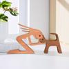 Dog Wooden Sculpture Pet Memorial Gift Dog And Man Woman Statue Home Decor Puppy Family Figurine Gifts for Dog Lovers