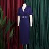 Damen Übergröße V-Ausschnitt Kurzarm Figurbetontes Midi-Kleid für den Arbeitsweg