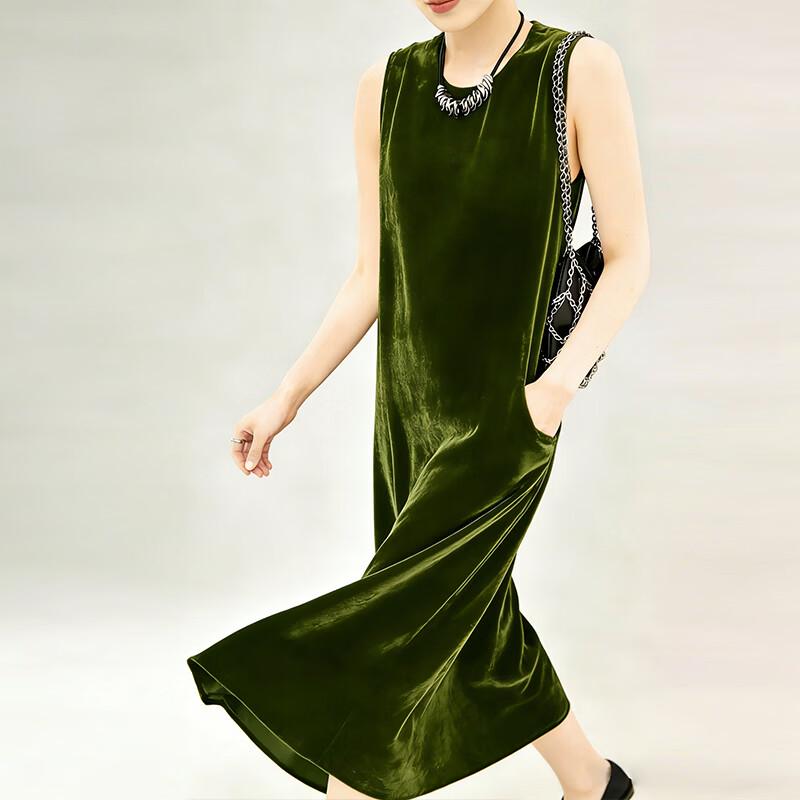 Han Meng Xuan Mulberry Silk Velvet Sleeveless Vest Dress