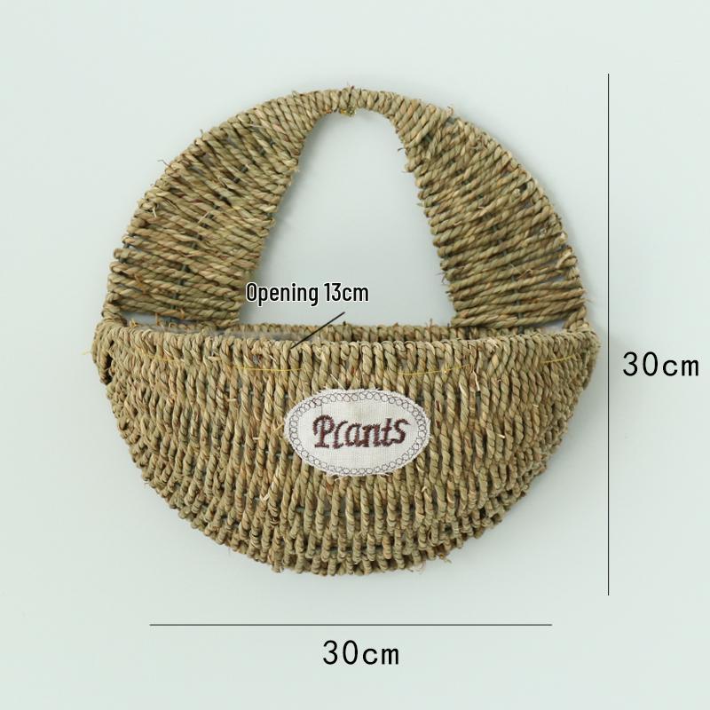 Hand-Woven Wall-Mounted Wicker Flower Basket Decoration