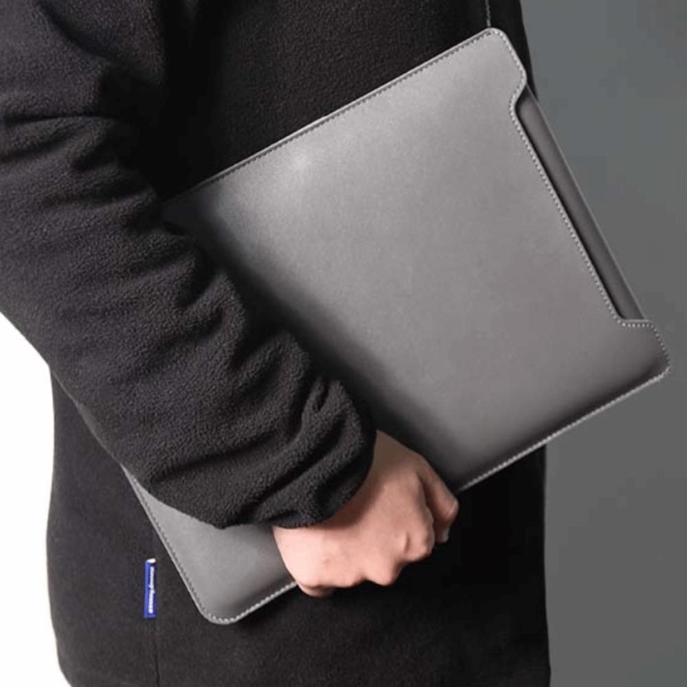 PU Leather 14 Inch Laptop Sleeve Bag Adjustable Waterproof Laptop Sleeve Case Ultra-thin Stain-resistant Laptop Stand Office