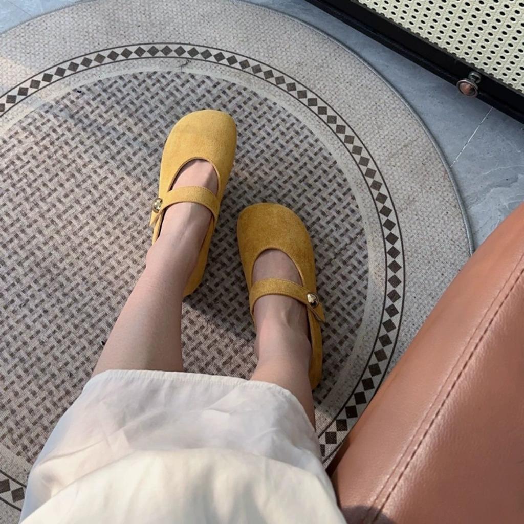 2025 Spring New French Retro Word with Mary Jane Shoes Women's Soft-soled Single Shoes with Skirt Ballet Shoes