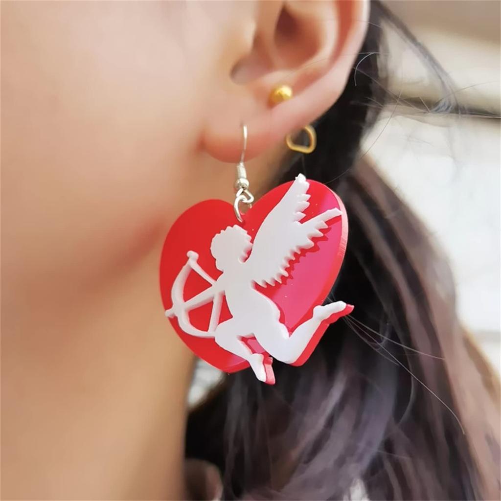 Hjärta Hängande Örhängen För Kvinnor Akryl Kärlekshjärta Örhängen Söta Hjärtrytm Hjärtörhängen Alla Hjärtans Dag Örhängen Statement Örhängen
