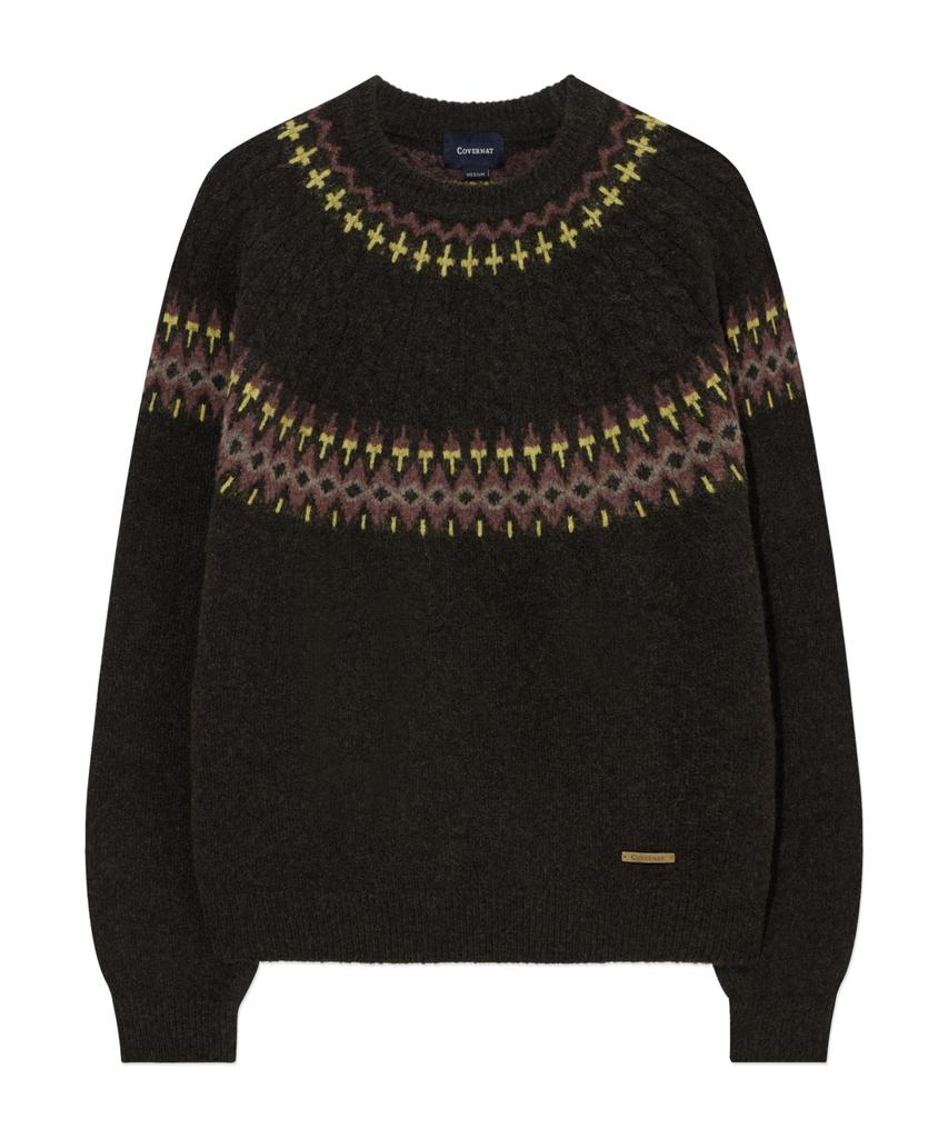 COVERNAT Jacquard Pattern Pullover Brown