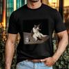 Sad Cat Smoking Through the Pain of Existence T-Shirt-Funny Cursed Cat Photo Tee
