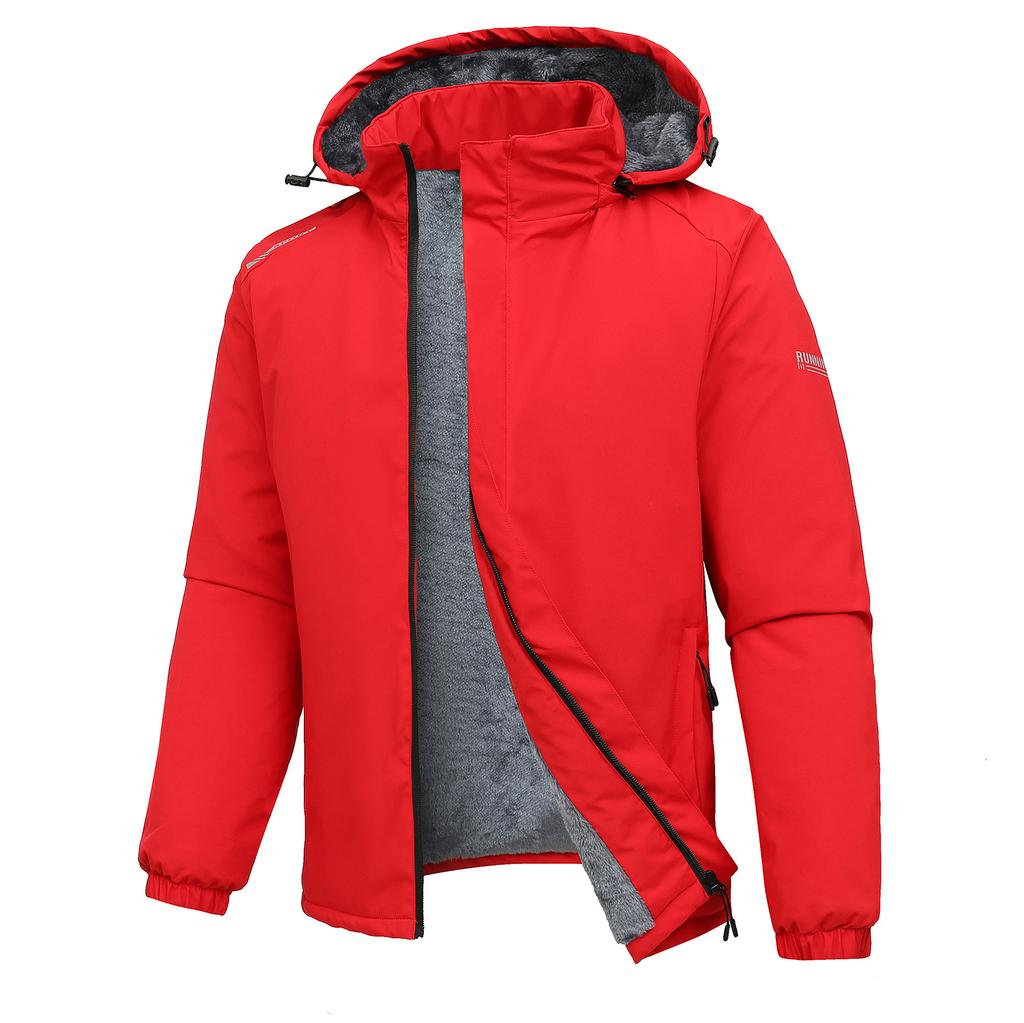 Windproof Assault Jacket for Men Autumn and Winter with Plush Hooded Cotton Jacket Casual Mountaineering Outdoor Sports Cotton Jacket