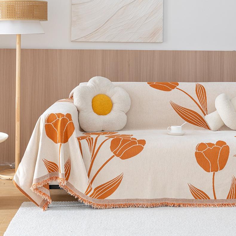 2026 Chenier Full Cover Sofa Towel Four Seasons Universal Tulip Premium Tassel Sofa Cover Towel Anti Cat Scratching Sofa Cover
