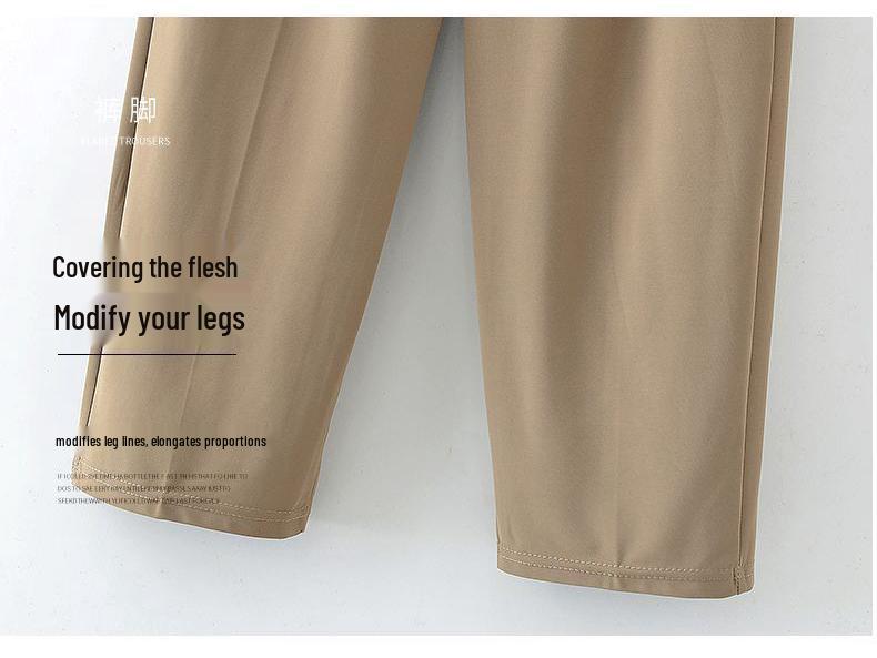 Mom's Lightweight Nine-Point Ice Silk Pants for Summer - Loose, Straight-Leg, Plus Size