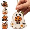 Cartoon Wooden Wall Decorations Vintage Halloween Hanging Ornaments, Rustic Pumpkin Owl Ghost Farmhouse Ornaments Tree Decoration with Rope for Window