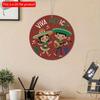 1pc 2d Flat Joyful Festival Circular Wooden Signs - 20cm: Kwanzaa, Diwali, Family Independence Day, Farmhouse, Bar, Cafe, Porch Decoration, Gifts