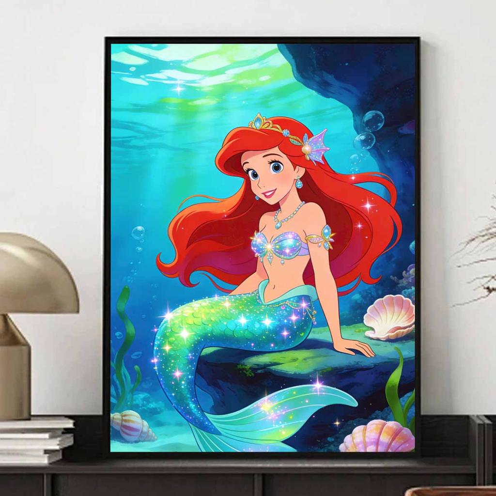 Disney themed diamond painting kit Ariel's magical mermaid handmade diy home decoration for beginners and craft lovers