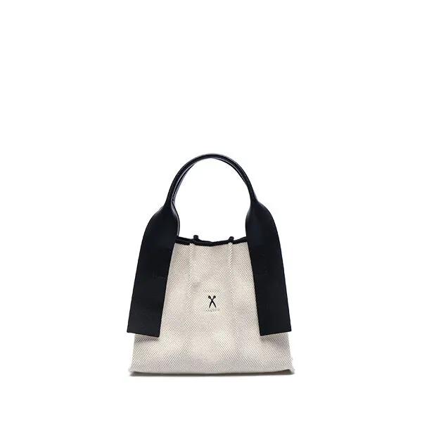 Lucky Pleats Canvas Tote XS Ivory_Black