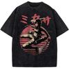 Attack On Titan Mikasa Print Tee Men Women Retro Washed T-shirts Oversized Cotton T Shirt Short Sleeve Clothing Harajuku Tshirt