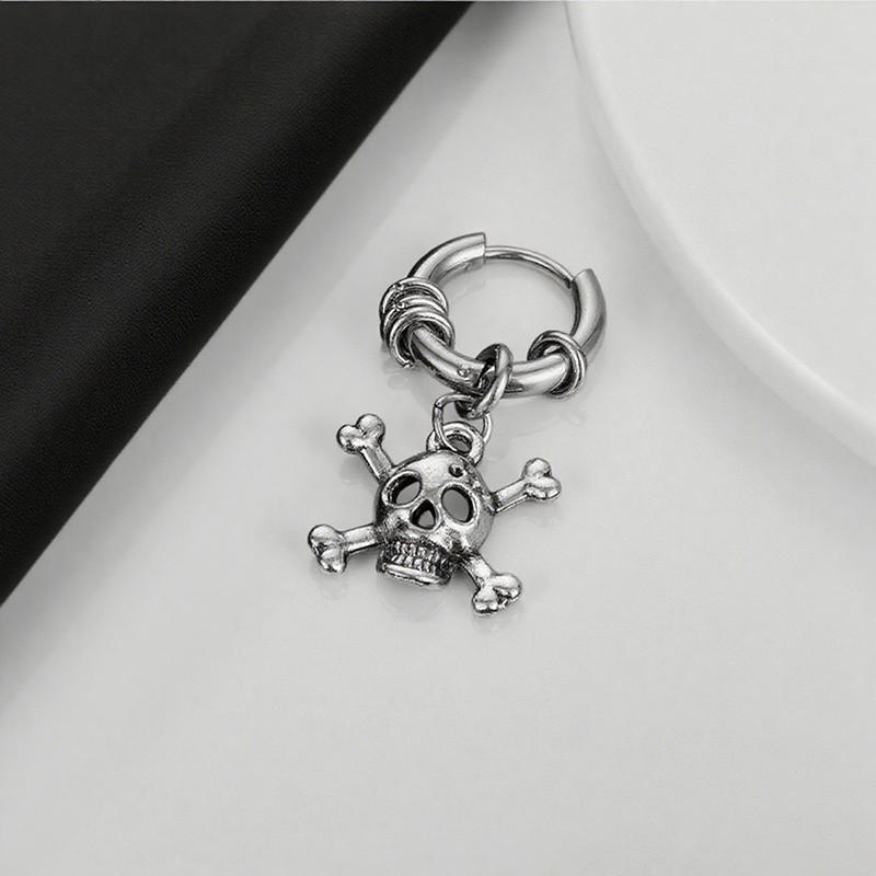 

Gothic Punk Skull Pendant Earrings Suitable For Men And Women Exaggerated And Cool Personalized Halloween Jewelry Gifts срібний