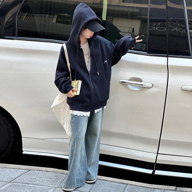 2025 Spring/Autumn Girls' Sweatshirt Jacket: Trendy Korean Style for Big Girls