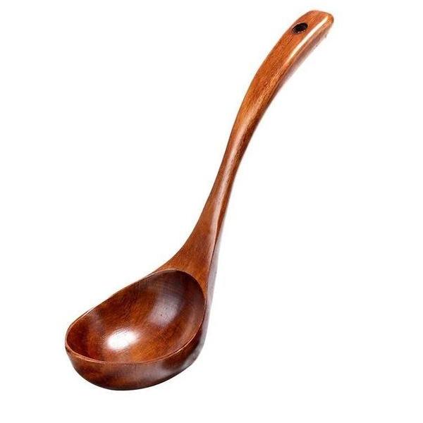 Cooking Utensils Long Handled Bamboo Wooden Soup Spoons Kitchen Utensils Ladle