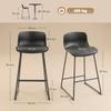 Modern Bar Stools Set of 2, PU Leather Barstools, Counter Height Kitchen Chairs for Breakfast Bars, Dining Room, Black