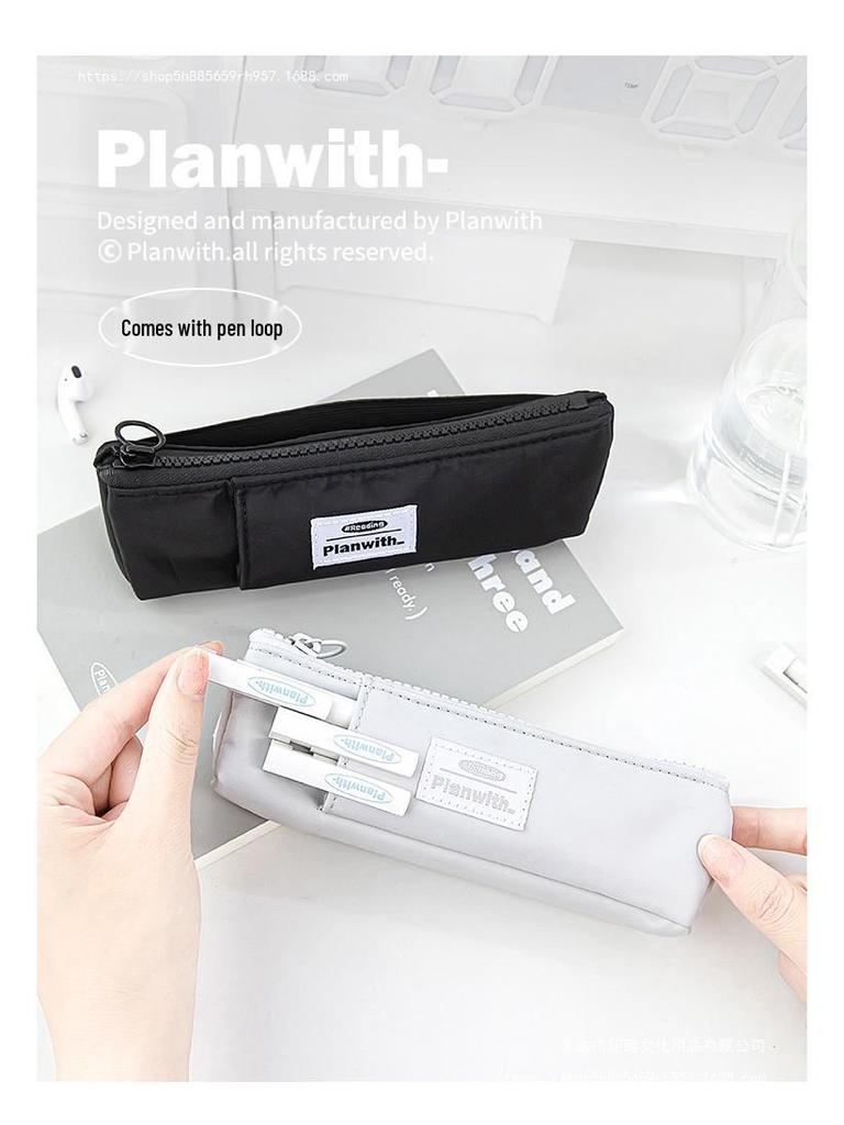 Bärbart Krämblått Pennskrin för Studenter - Liten Kapacitet, Minimalistisk Stil