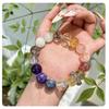 Natural Crystal Amethyst Multi-bead Bracelet, Citrine Bracelet, Amethyst and Gray Moonstone Fortune Beads Jewelry Gift