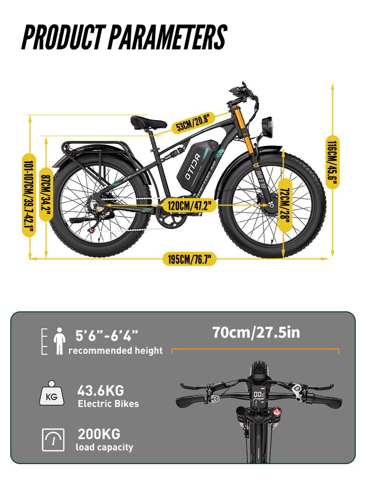 Electric Bicycle OTIDA X2 4000W 120KM Dual Motor, 52V30Ah, 26-Inch Fat Tires, Electric Mountain Bike, Electric Motorcycle for Adults