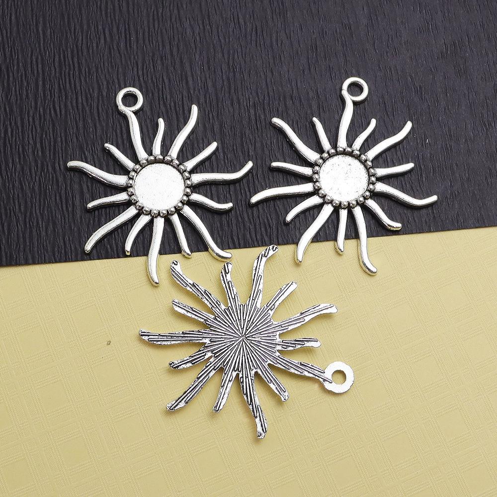 Retro DIY Legierung Schmuck Zeit Edelstein Halskette mit 12mm Sonnenanhänger