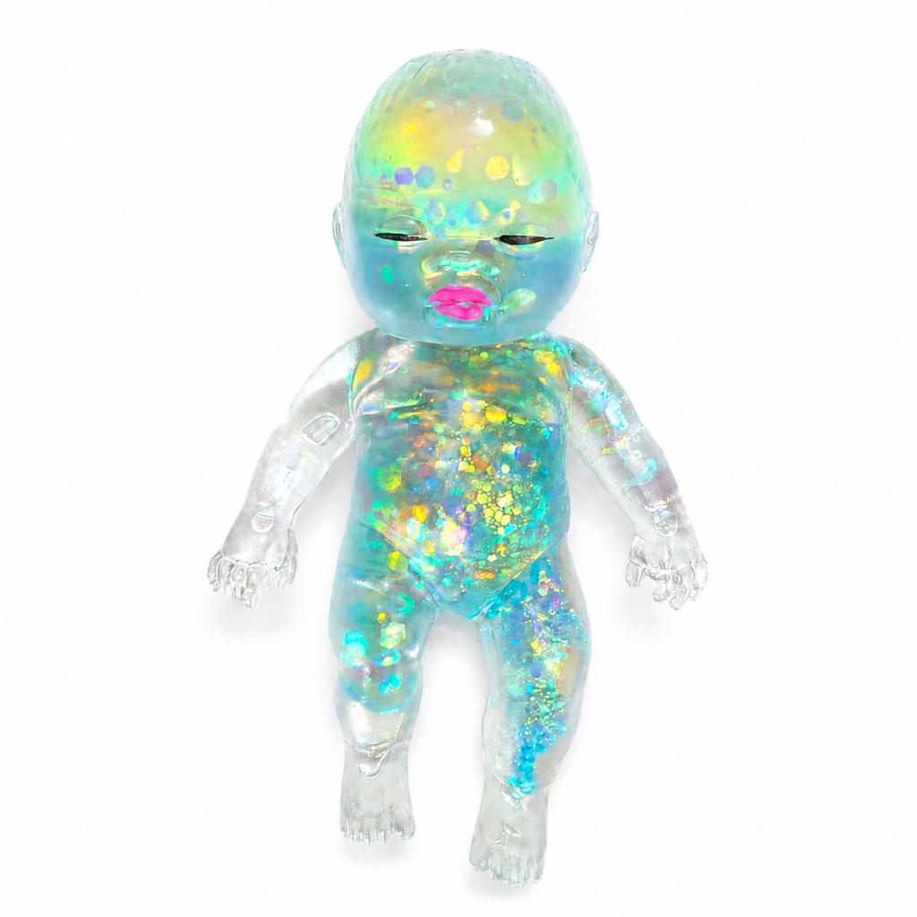 11cm Soft Squeeze Doll Toy with Sparkling Glitter Inside Stress Relief Toy for Kids and Adults Flexible Sensory Fidget Toy for Anxiety and Focus
