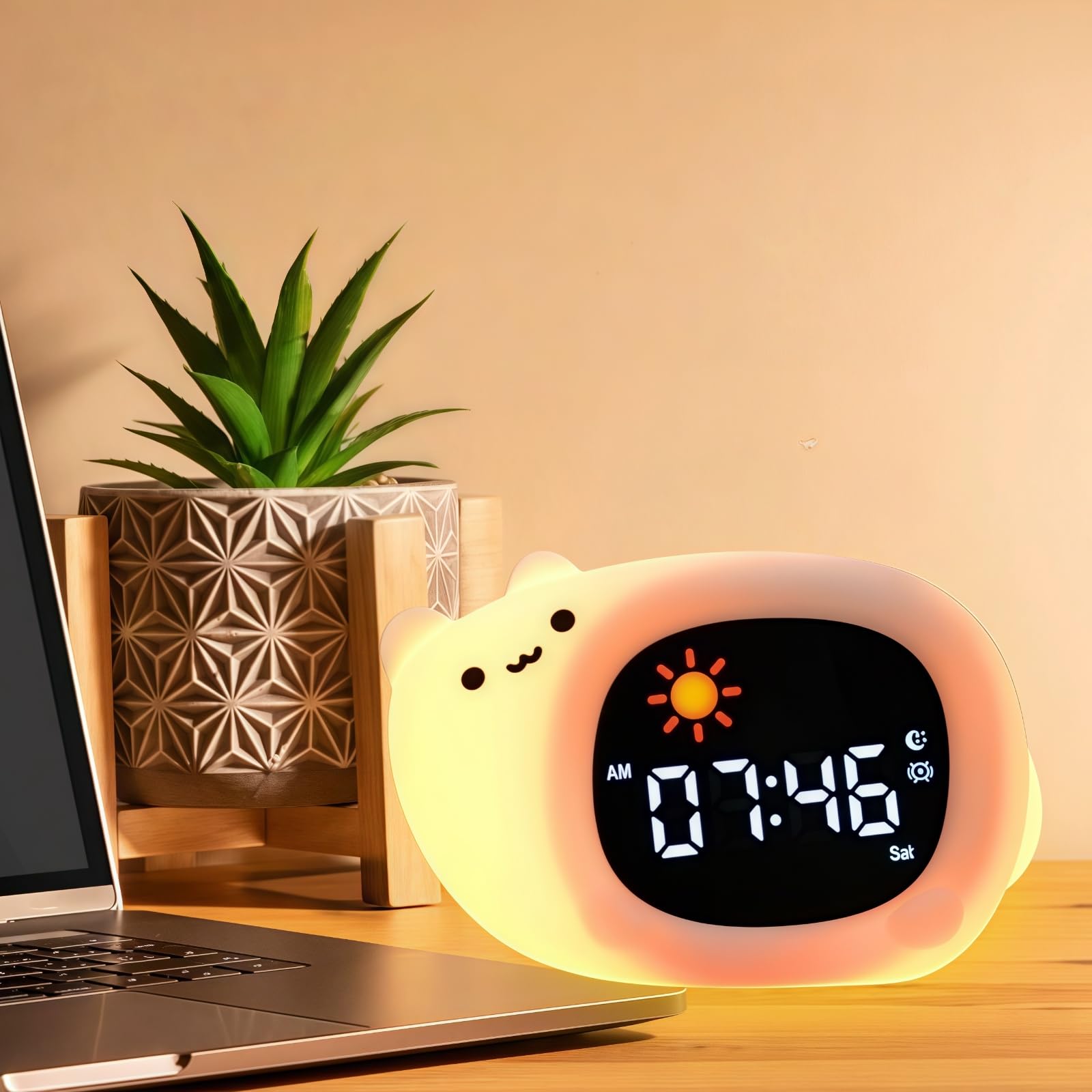 

AUSTYLCO Alarm Clock Light, Silicone Touch Light, Nursing Light, USB Charging, Cute Birthday Gift