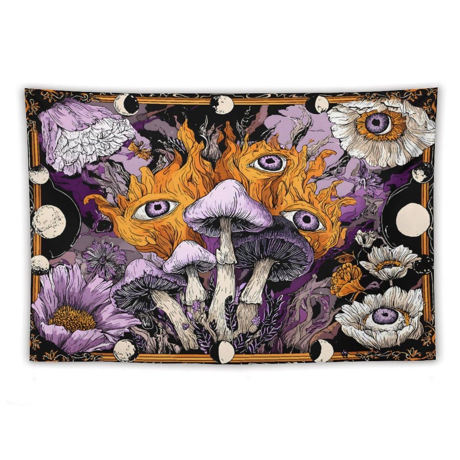 

Purple mushroom landscape Digital printing polyester wall hanging tapestry decorative Living bedrooms Office background gift 74x94cm(29x37in)