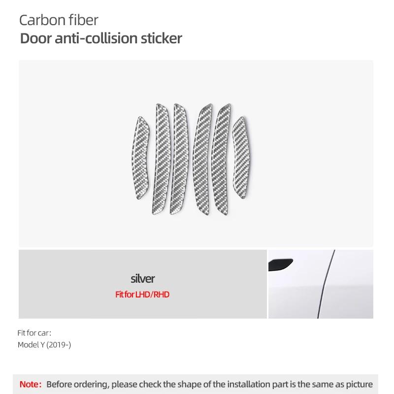 Carbon Fiber For Tesla Model Y 2019- 2025 Juniper Car Door Anti Collision Trim Protect Sticker Decoration Tuning Accessories