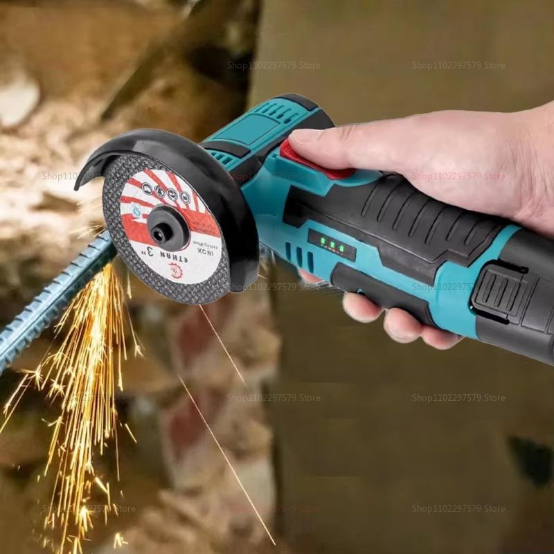 Electric Angle Grinder 19500rpm Lithium Battery Mini Polishing Grinding Diamond Cutting Tool for Metal Concrete DIY Projects