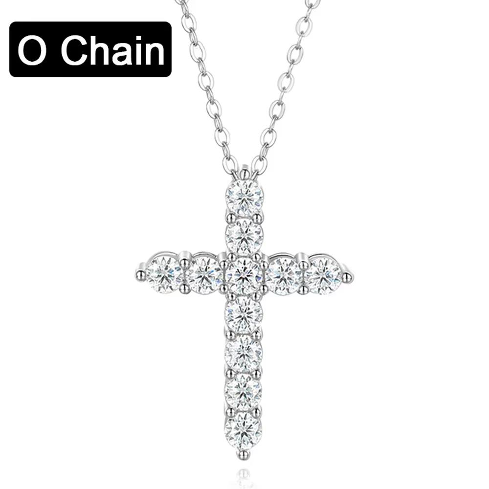 3mm 4mm 5mm Moissanite Cross Necklace GRA Certified S925 Silver Jesus Pendant Neck Chain for Women Engagement Bridal Fine Jewely