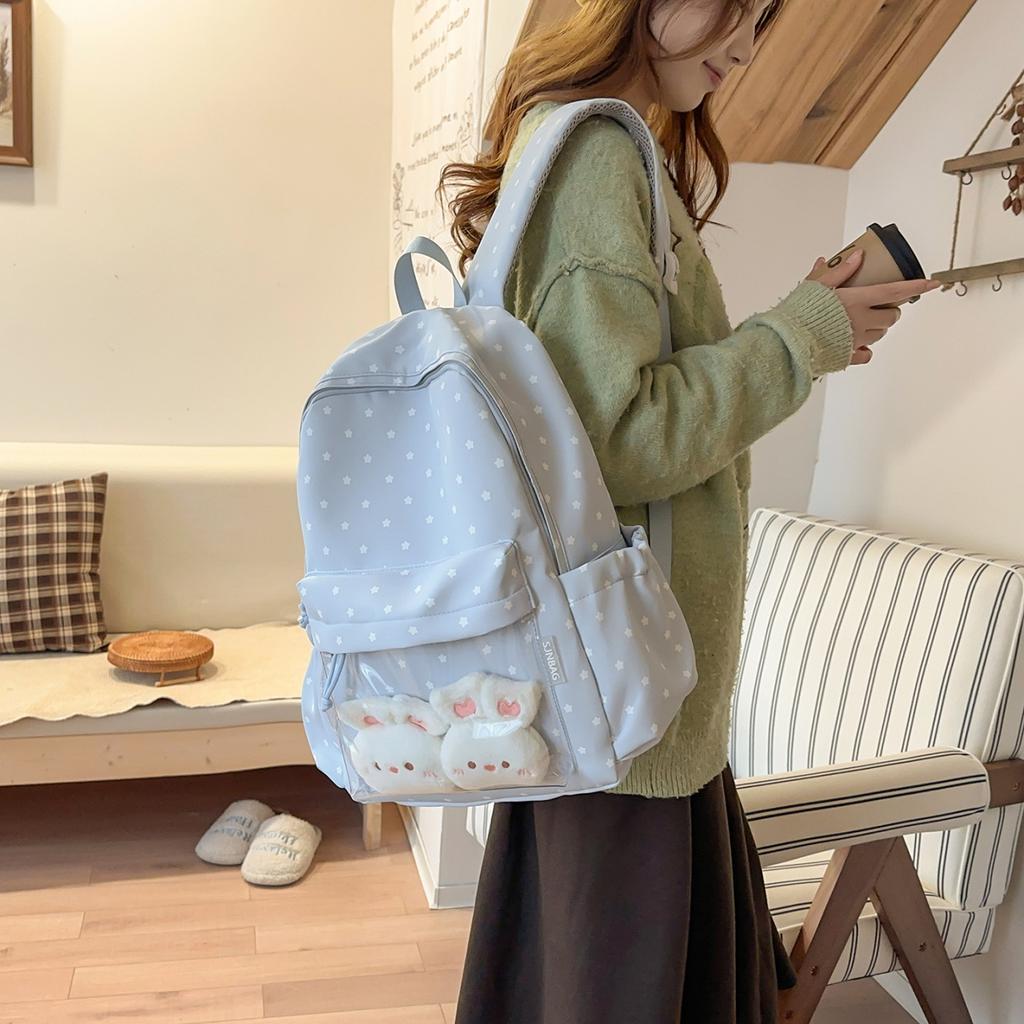Schoolbag Japanese small fresh transparent star backpack large capacity versatile junior high school student schoolbag transparent pain bag