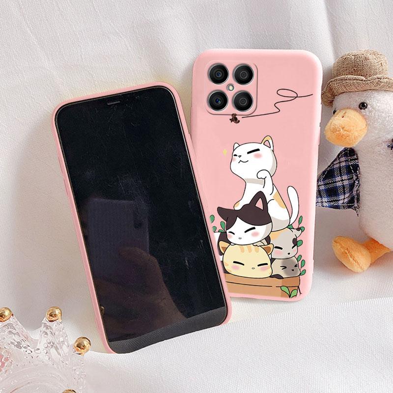 Flowers Funda For Honor X8 Capa HonorX8 X6 X 8 Phone Case Soft Silicone Cute Cat Bear Back Cover For Honor X 6 Bumper Cartoon