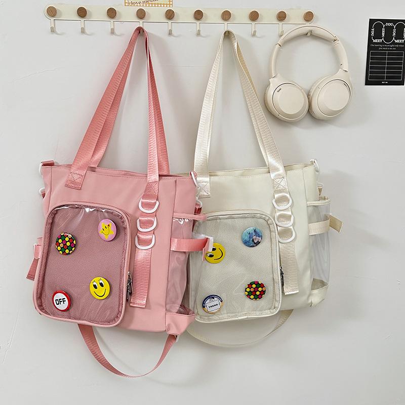 Mori Pain Bag Versatile Tote Bag ins Wind Transparent Shoulder Bag Women's Large Capacity Campus Student Versatile Messenger Bag