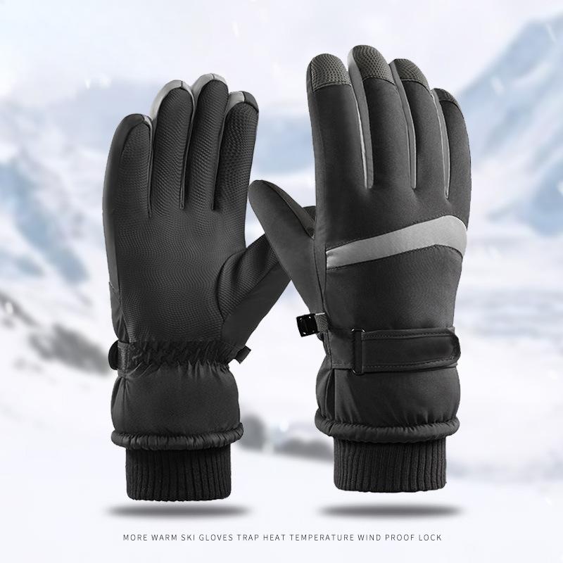 

Ski Gloves for Men and Women Couples Autumn and Winter Outdoor Cycling Plus Velvet Thickened Cold Touch Screen Warm Gloves Average Size
