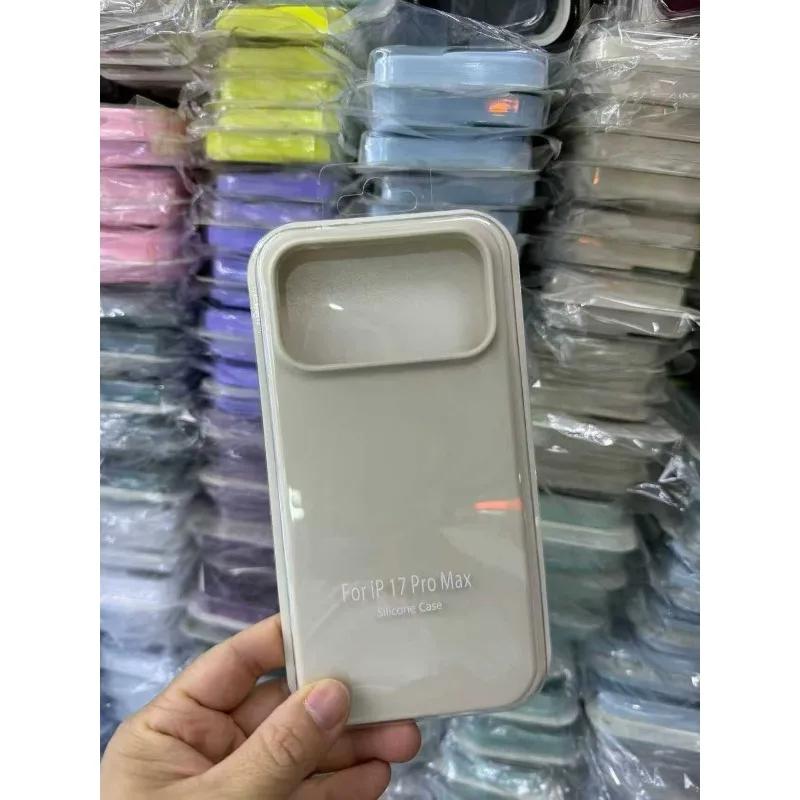 INS Style Candy Color Liquid Silicone Skin Feel Case For iPhone 17 Pro Max 16 15 14 Camera Touch Button Protection With Box Anti-Fall Non-Slip Cover