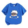 Kids Boys Girls 100% Cotton Crew Neck Short Sleeve T-Shirt, Cute Jujutsu Kaisen Satoru Gojo Cartoon Print Casual Soft Breathable Summer Top for Daily