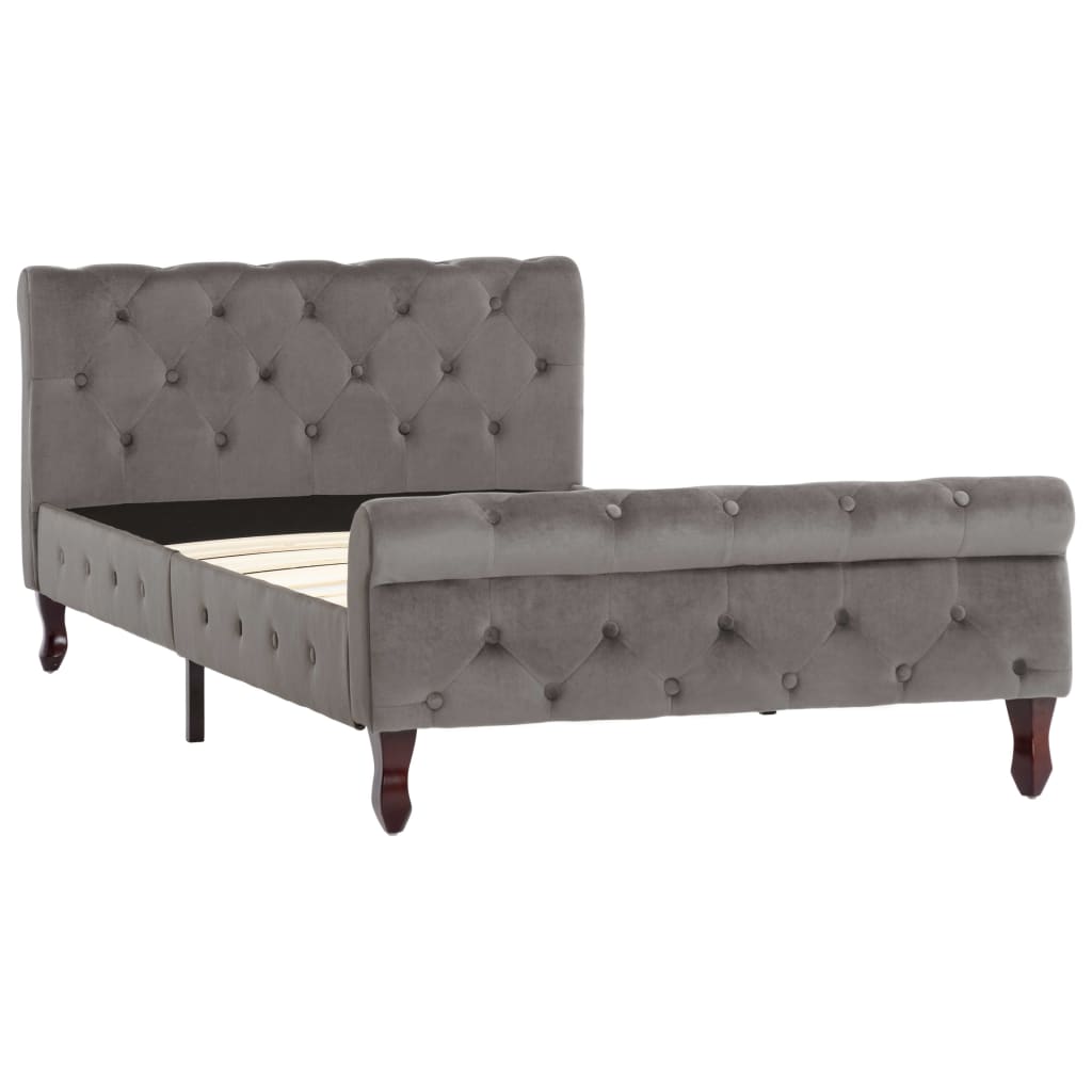 Grey Velvet Bed Frame 100 x 200 cm
