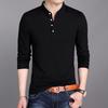 Herren Business Casual Polo Langarm T-Shirt Sommer Bequem und Atmungsaktiv Einfarbiges Oberteil