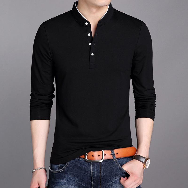 Herren Business Casual Polo Langarm T-Shirt Sommer Bequem und Atmungsaktiv Einfarbiges Oberteil