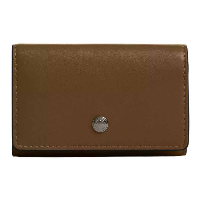 COACH 10 Logo embossed smooth grained leather key case unisex couple version dark green зелёный